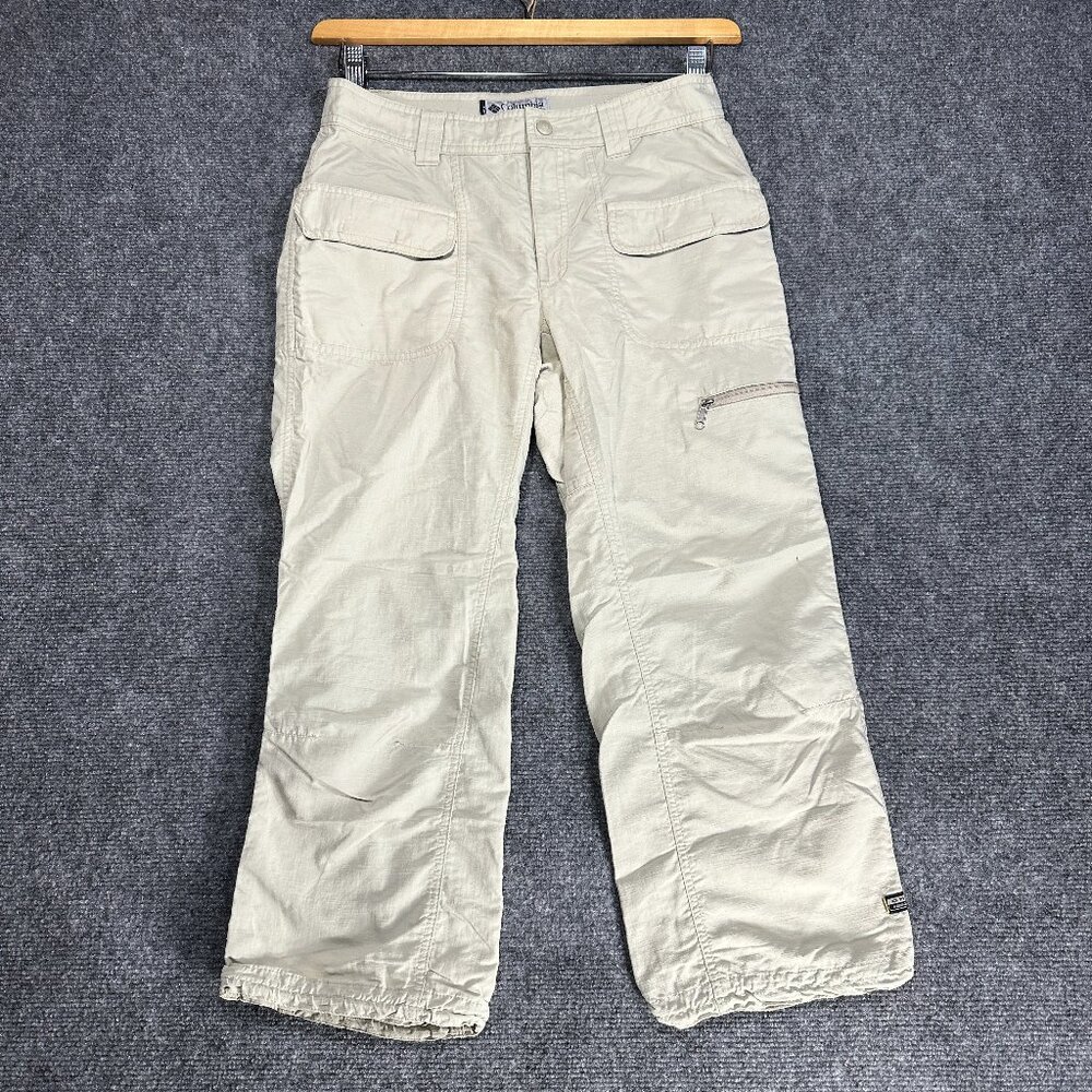Columbia Pants Womens 8 Capri Beige Nylon Omni Dry Performance Trekking Cargo